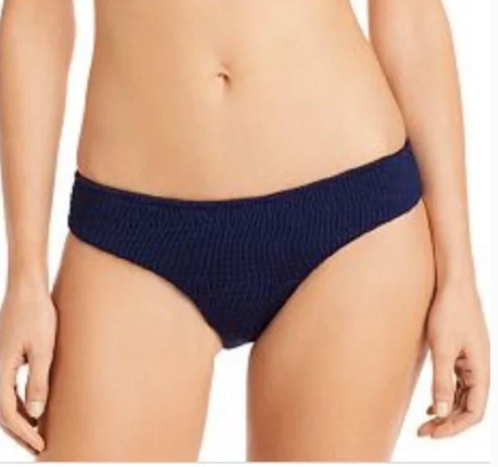 PEIXOTO Smocked Bikini‎ Bottom Size Medium (M) Navy Blue Shimmer NWT Swimwear